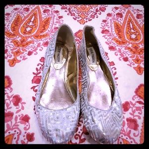Silver sequin flats